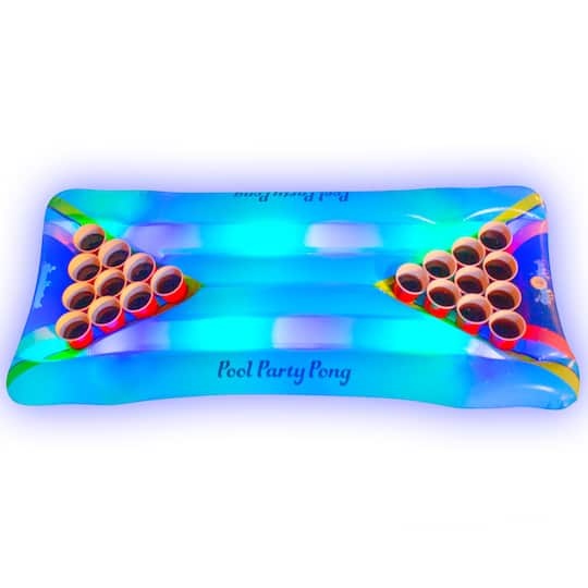 PoolCandy; PoolCandy 6ft. Inflatable Illuminated LED Pool Party Pong Game; Category:Pool Floats; Image:1